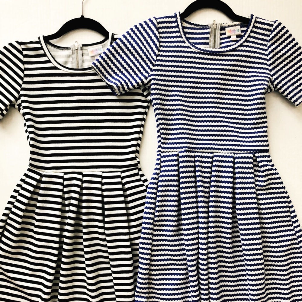 Lot of 2 XXS LuLaRoe Amelia Dresses - Stripes